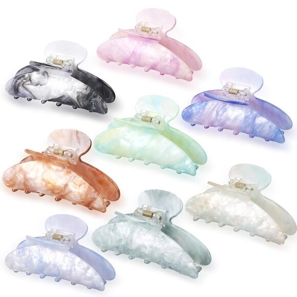 Acrylic Hair Claw Clips 8 Pack Large Non-slip Strong Hold for Thick Hair main image 4